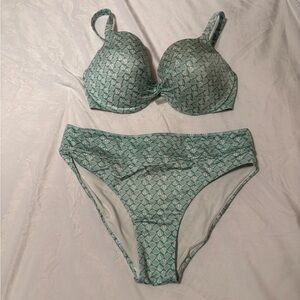 Victoria’s Secret bikini set green shell L/36DD